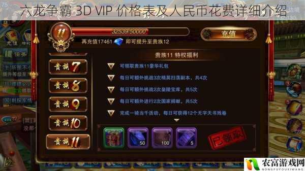 六龙争霸 3D VIP 价格表及人民币花费详细介绍